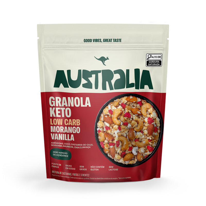 Australia Granola Keto Morango & Baunilha
