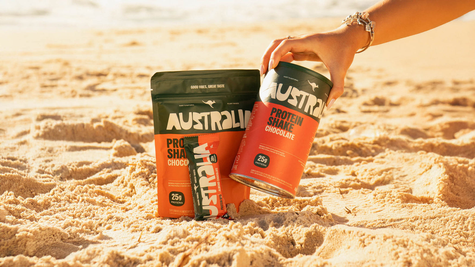 AUSTRALIA Protein Chocolate Pouch em cena ambientada.