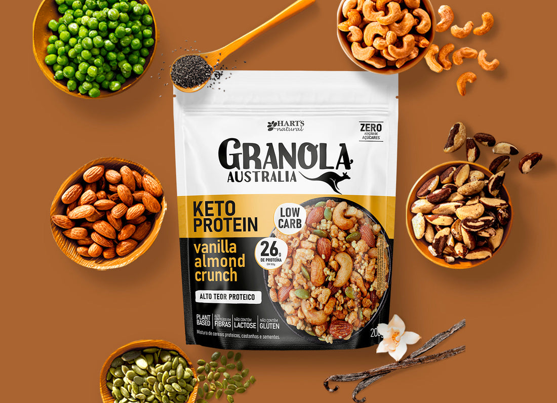 Pouch Granola Keto Protein Sal Marinho AUSTRALIA com castanhas e sementes.