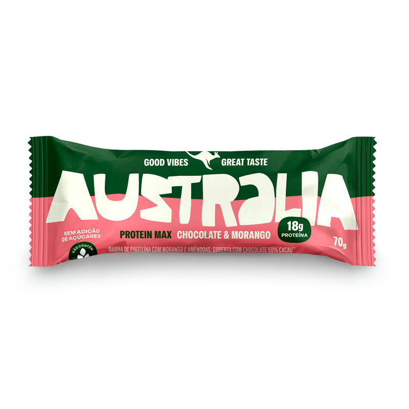 Embalagem do produto AUSTRALIA Protein Max Morango & Chocolate.