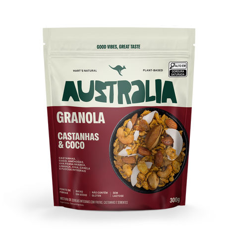 Pouch de Granola Castanhas & Coco, AUSTRALIA.