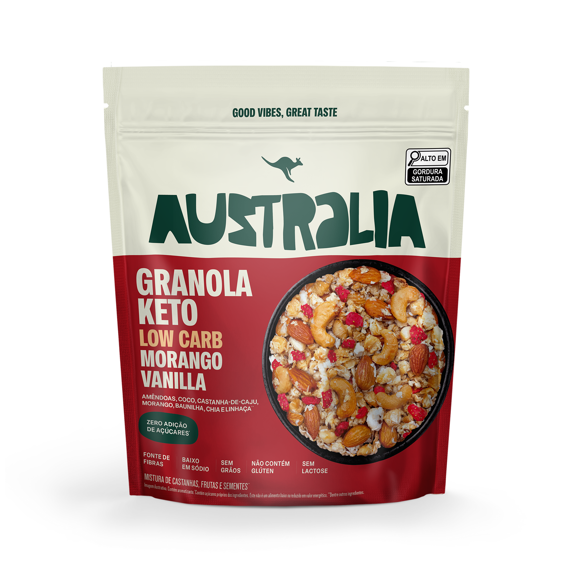 Australia Granola Keto Morango & Baunilha