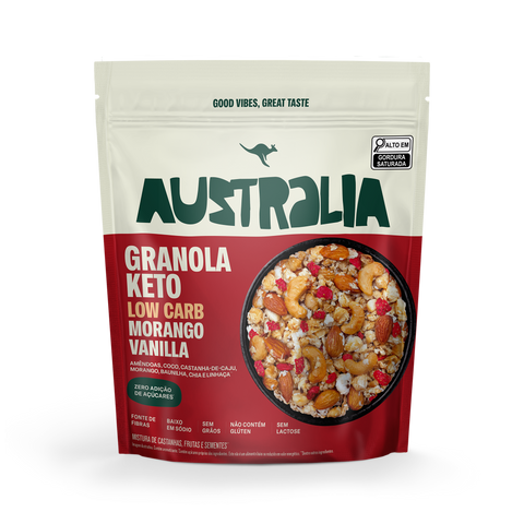 Pacote de Granola Keto Morango & Baunilha, AUSTRALIA.