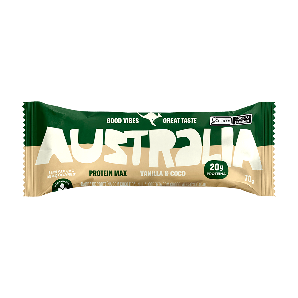 Embalagem do produto AUSTRALIA Protein Max Baunilha & Coco.