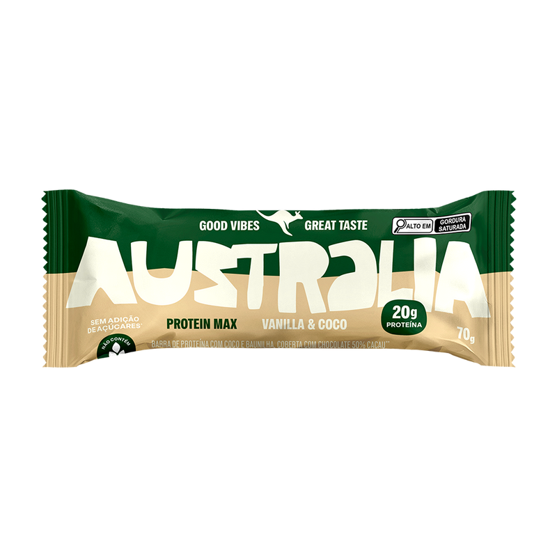Embalagem do produto AUSTRALIA Protein Max Baunilha & Coco.